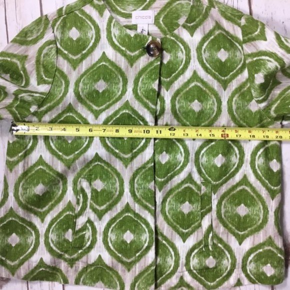 Chico’s Modern Ikat Printed Linen Jacket Size 1 - Picture 8 of 8